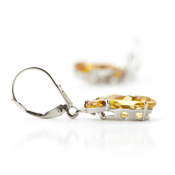 14K. GOLD LEVERBACK EARRING WITH NATURAL CITRINES (White Gold) - Picture 4 of 4